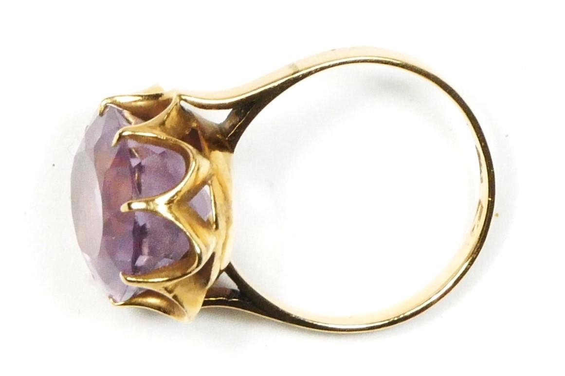 A 9ct gold and amethyst dress ring, 15 x 11mm, N 1/2, 5.2gm - Image 2 of 2