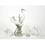 Four Llardo boxed figures, to include Courting Cranes (01611), Little Duck (04553), Polar Bear (