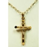 An Italian 9ct gold crucifix pendant, 35mm chain, 4gm To be sold on behalf of Monkey World