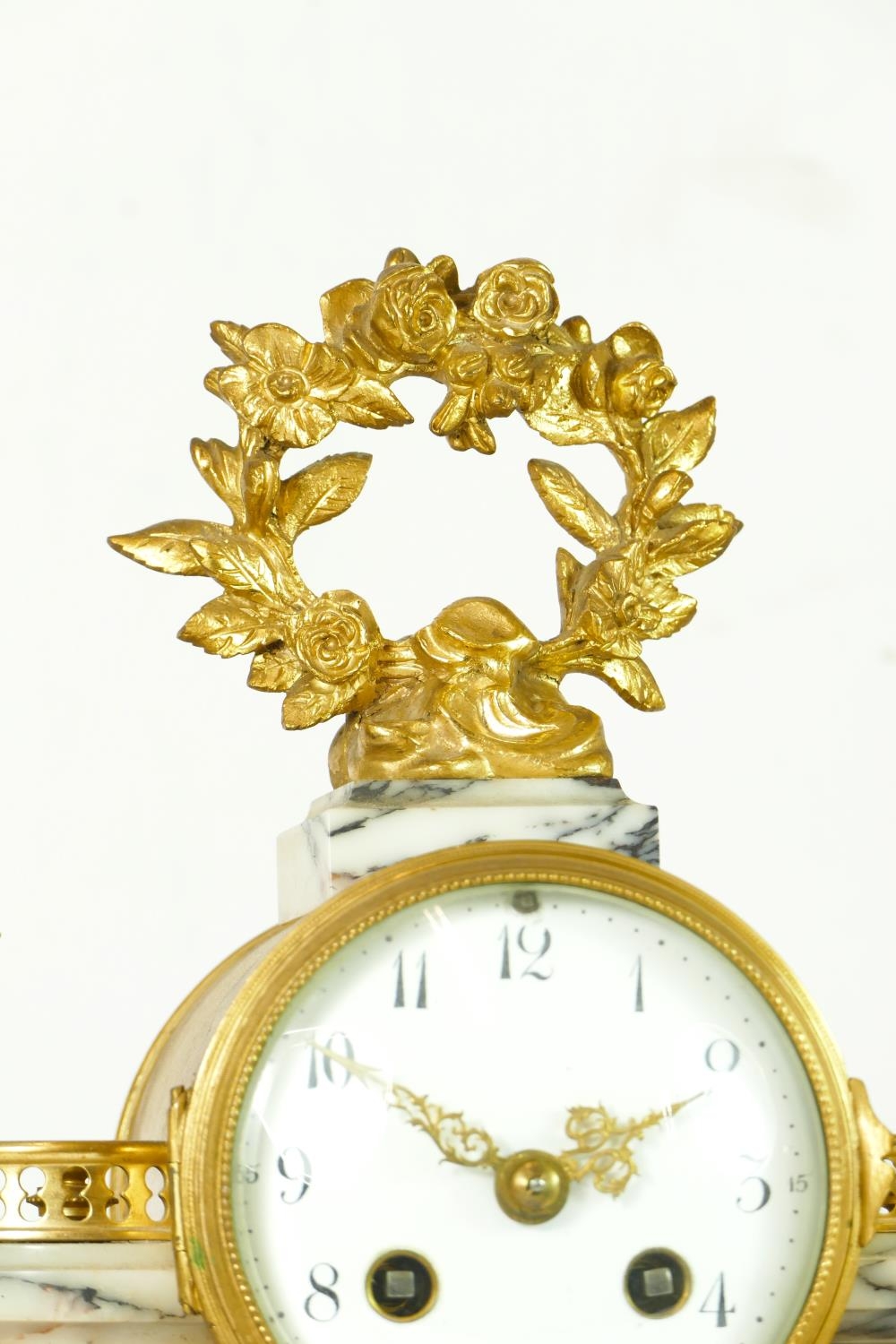 S.H., Paris, a late 19th century French gilt metal and variegated marble clock garniture, the - Image 5 of 8