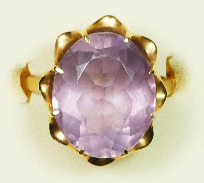 A 9ct gold and amethyst dress ring, 15 x 11mm, N 1/2, 5.2gm