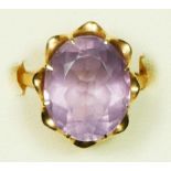 A 9ct gold and amethyst dress ring, 15 x 11mm, N 1/2, 5.2gm