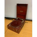 A Broadway portable gramophone, red carry case