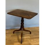 A tilt-top table, on a tripod turned wood pedestal, softwood decoration, 67cm x 73cm x 50cm