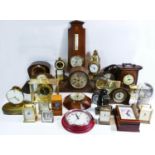 Four boxes of alarm clocks, wall clocks, mantel clocks and barometers, c1950s-1990s, having manual