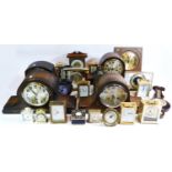 Four boxes of anniversary, carriage, and mantel clocks,manual and quartz movements, to include