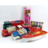 A large collection of mid 20th century and later children's toys, to include board games, bagatelle,