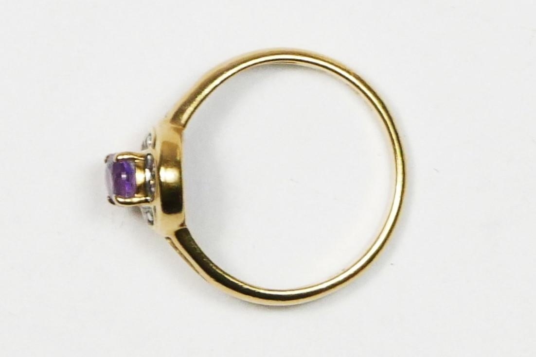 A 9ct gold amethyst and diamond cluster ring, L, 1.5gm - Image 2 of 2