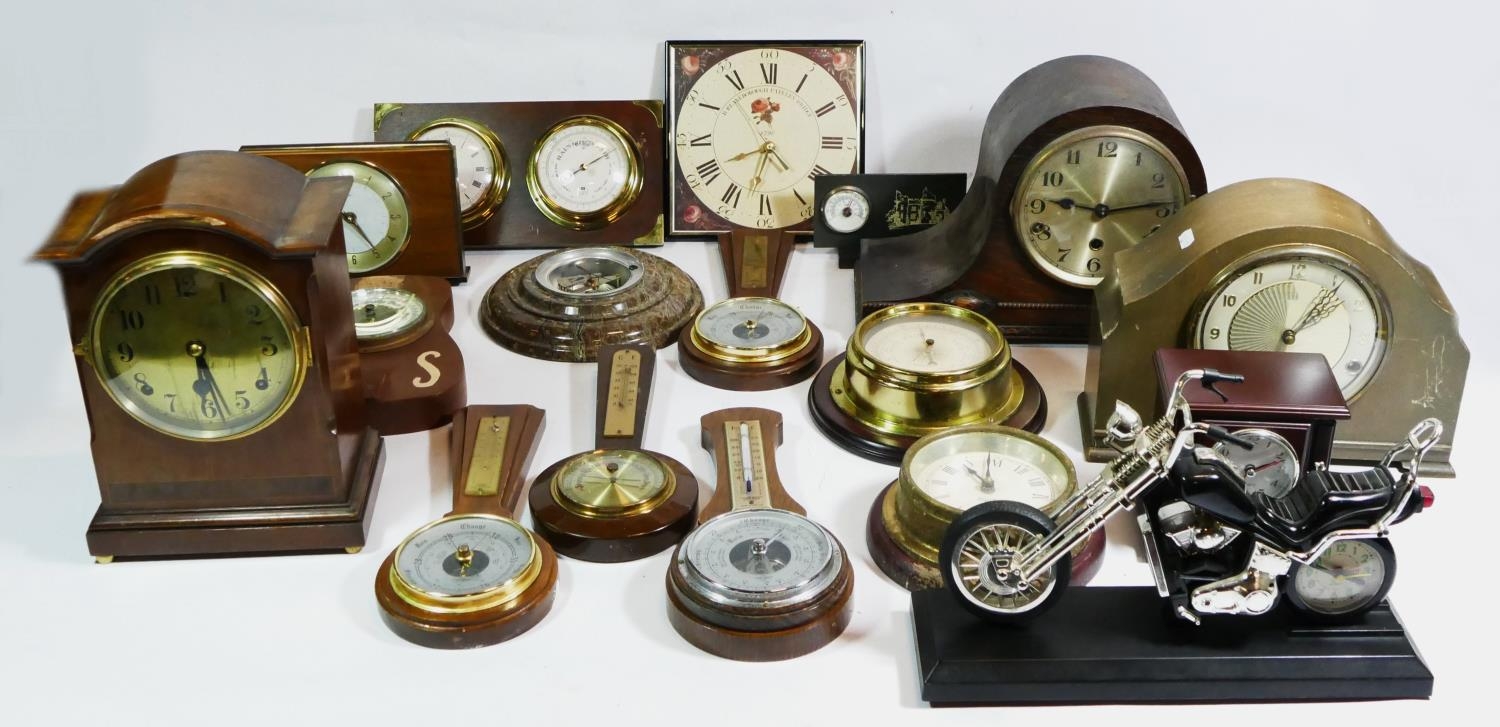 Four boxes of mid 20th century and later mantle clocks, to include manual and quartz movements. (4)