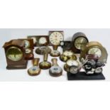 Four boxes of mid 20th century and later mantle clocks, to include manual and quartz movements. (4)