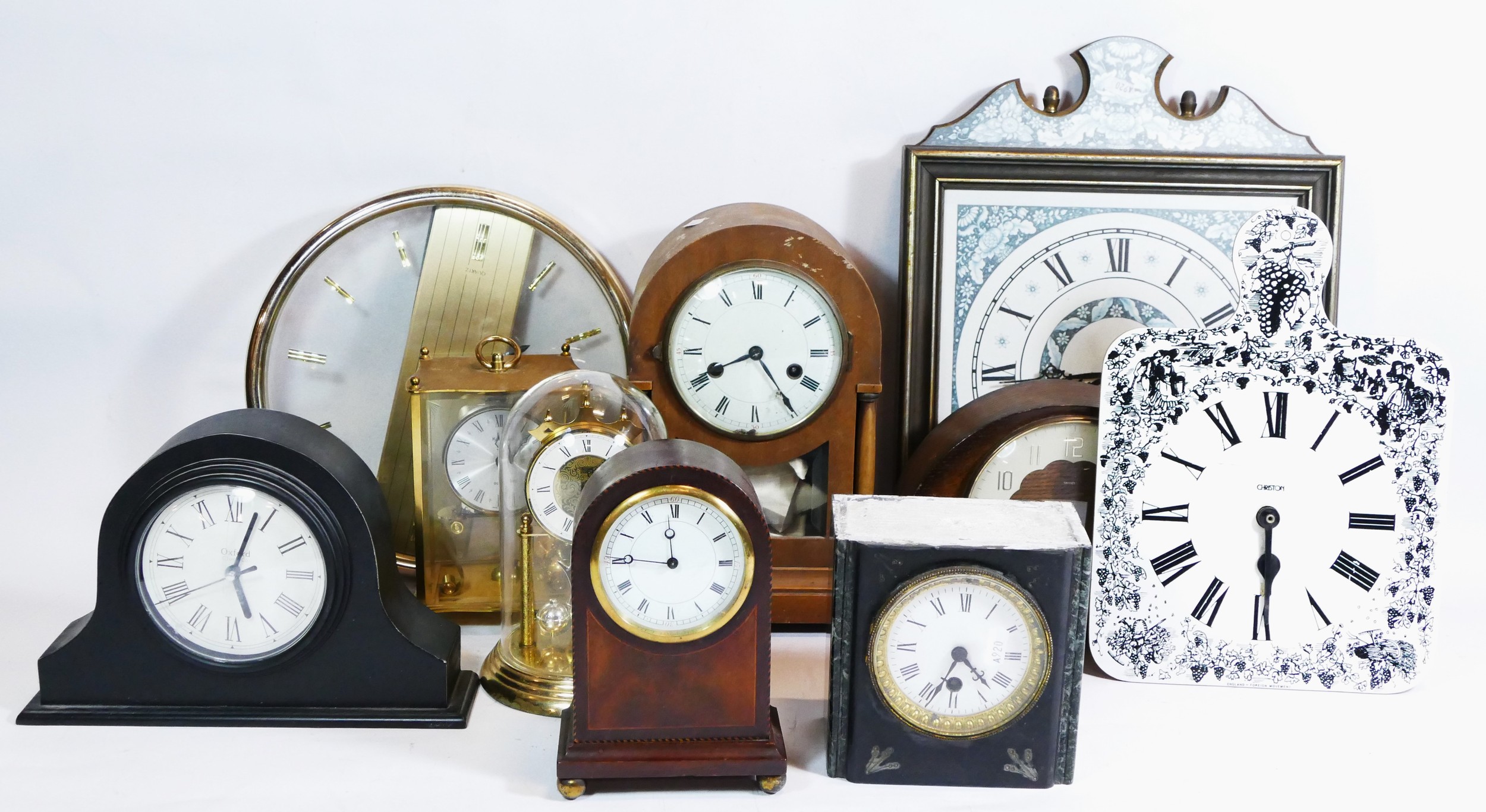 Six boxes of early 20th century and later mantel, anniversary, lantern, carriage and wall clocks, - Image 4 of 5