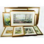 A collection of framed & glazed pictures, to include Ltd edition prints, animal pastels, oil