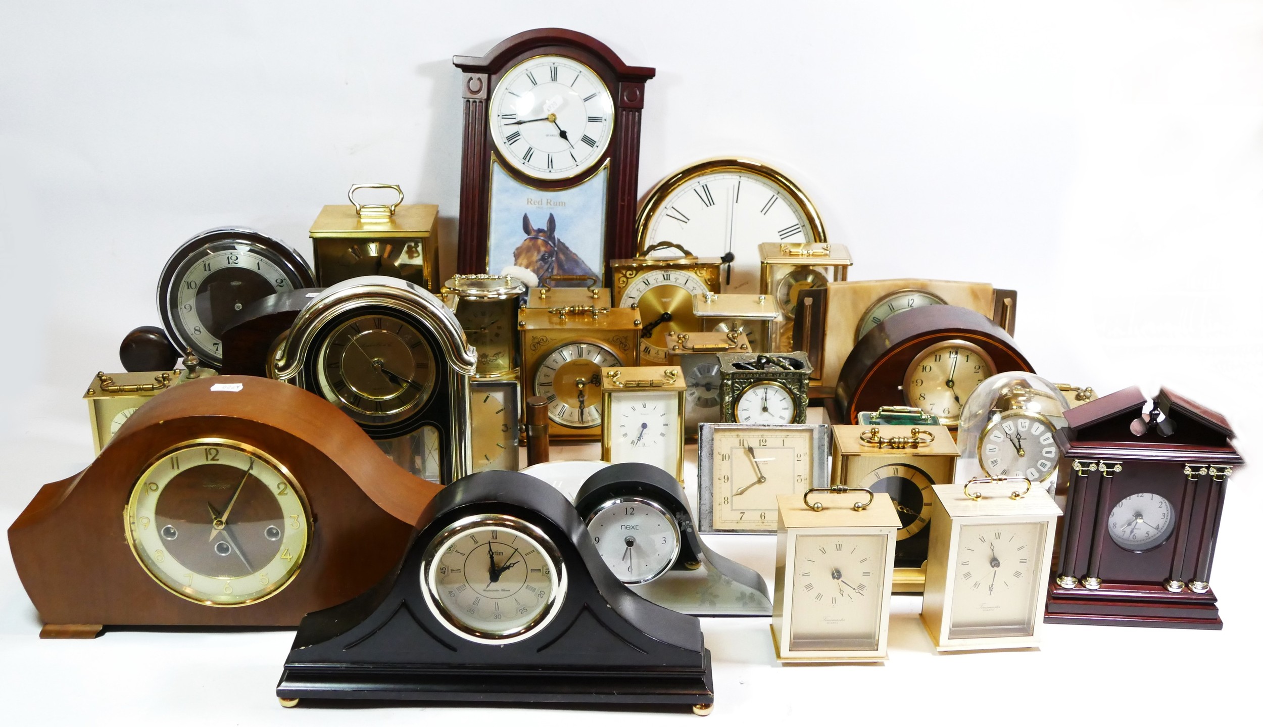 Six boxes of early 20th century and later mantel, anniversary, lantern, carriage and wall clocks, - Image 3 of 5