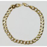 A 9ct gold curb link bracelet, 22.5cm, 11.4gm, clasp broken.