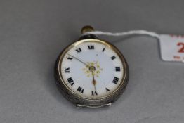 A small HM silver top wound pocket watch having Roman numeral dial with gilt minute dots and central