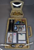 A small selection of costume jewellery and misc including Millennium commemorative spoons,