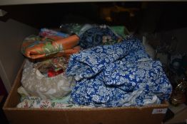 A large box of vintage and high quality fabric including Appledore ,William Morris and more.