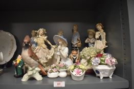 A selection of figures and figurines including Lladro and Goebel