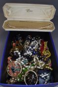 A selection of costume jewellery necklaces, bracelets and bangles, including cased set of Lotus