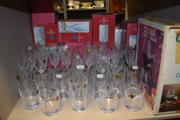 A selection of wine spirit and water glasses including Cristal D Arques