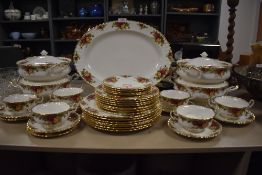 A large part dinner and dessert service by royal Albert in the Old Country Roses design