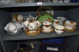 A selection of tea cups and saucers including Royal Albert Old Country Roses