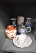 A selection of ceramics including Chinese Export tea pot AF, vase and iron ground ginger jar