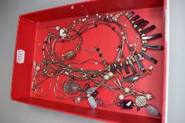 A selection of silver and white metal necklaces of various forms including hematite, bead etc and