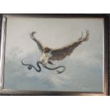 Am oil painting, David Hyde, eagle and snake, signed, 45 x 60cm, plus frame and glazed