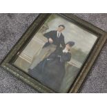 A heightened photograph, Victorian couple, 48 x 38cm, plus frame and glazed