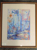 A pastel sketch, Toni Turner, abstract, atributed verso, and dated (19)96, 29 x 22cm, plus frame and