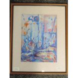 A pastel sketch, Toni Turner, abstract, atributed verso, and dated (19)96, 29 x 22cm, plus frame and