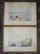 Two watercolours, Joseph Galea, St Pauls Bay and Sliema Harbour, signed and dated 1954, 18 x 27cm,