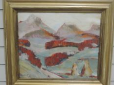 An oil painting, Jaroslav Cita, Mountains, indistinctly signed and dated 1991 and attributed