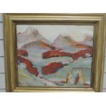 An oil painting, Jaroslav Cita, Mountains, indistinctly signed and dated 1991 and attributed