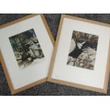 A pair of acrylic paintings, Ian Gardiner, rocks and streams, signed, each 22 x 16cm, plus frame and