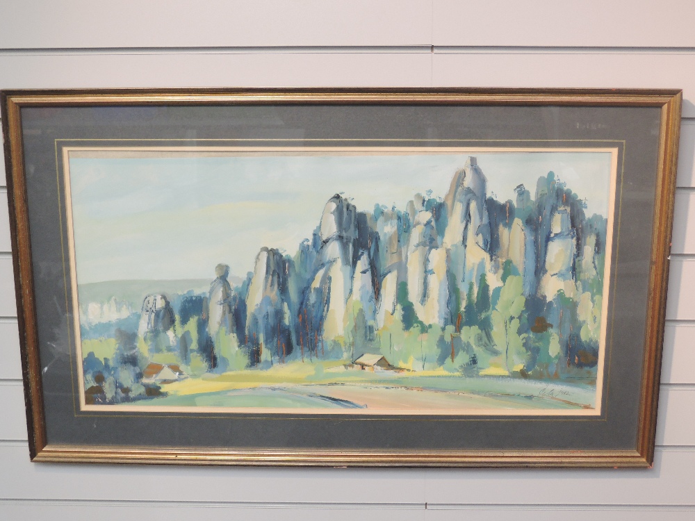 An oil painting, Jaroslav Cita, Rocks in Adrsypach, signed and dated 1982...