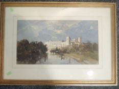 A watercolour, Anthony Flemming, Warwick castle, signed, 26 x 48cm, plus frame and glazed