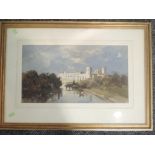 A watercolour, Anthony Flemming, Warwick castle, signed, 26 x 48cm, plus frame and glazed