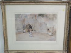 A Ltd Ed print, after William Russell Flint, Models in an Italian Courtyard, signed, attributed