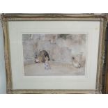 A Ltd Ed print, after William Russell Flint, Models in an Italian Courtyard, signed, attributed