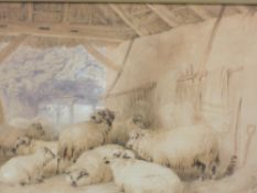 A watercolour, T S Cooper, sheep in byre, signaed and dated 1839, 34 x 43cm, plus frame and glazed