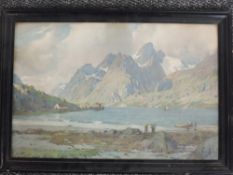 A print, after Alfred Heaton Cooper, Norway, 34 x 52cm, plus frame and glazed