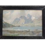 A print, after Alfred Heaton Cooper, Norway, 34 x 52cm, plus frame and glazed