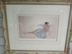 A Ltd Ed print, after William Russell Flint, The Blue Ribbon, signed, attributed verso and num 749/