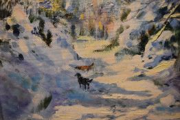 An oil on canvas 'After the Snow' by Linda Birch M.S.I.A.D. Signed and framed