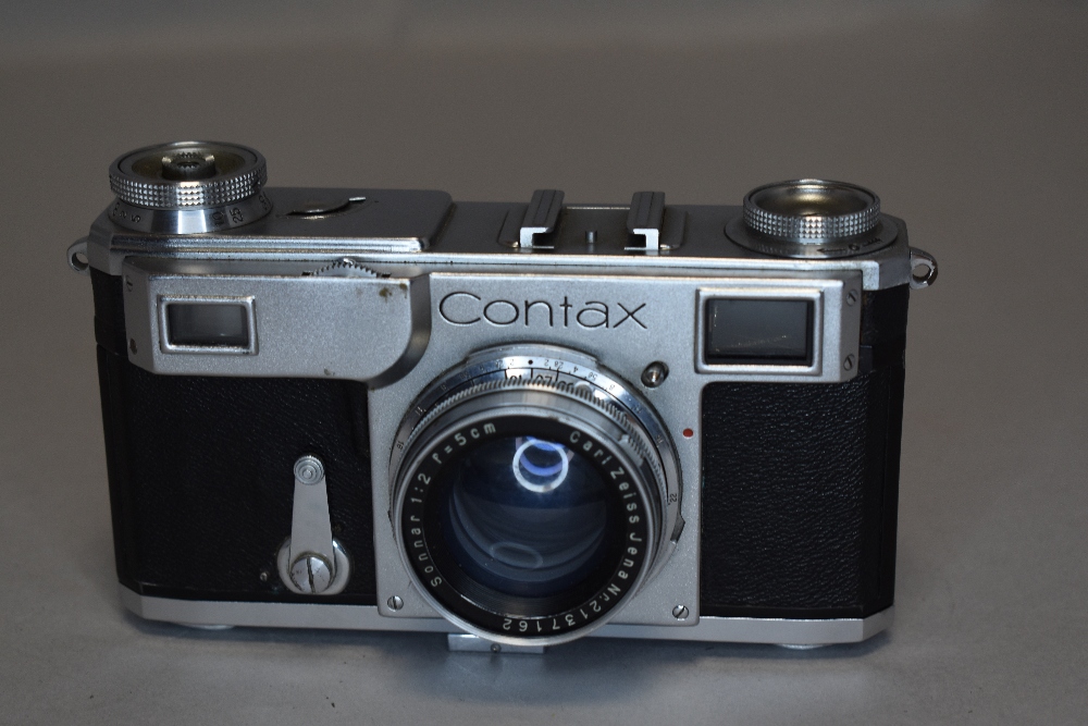 A Zeiss Ikon Contax II camera with Zeiss Sonnar 50mm lens