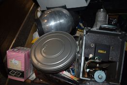 Five boxes of darkroom equipment, various photographic equipment, projectors for spares and