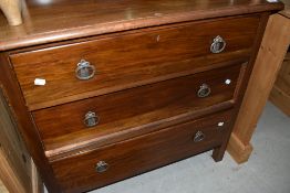 A 1920's mahohany chest of three long drawers, w 90cm