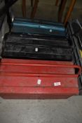 Three metal tool boxes and contents